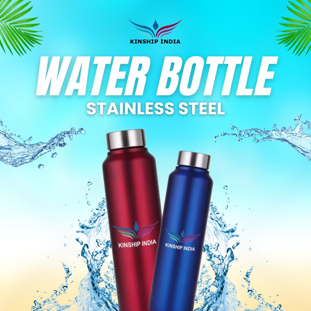 Stainless Steel Water Bottle 500 ml & 1 Litre | Durable Hydration by Kinship India